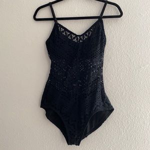 Robin piccone Mia crochet black lace one piece 12